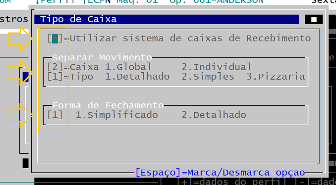 coloque as opções igual a imagem